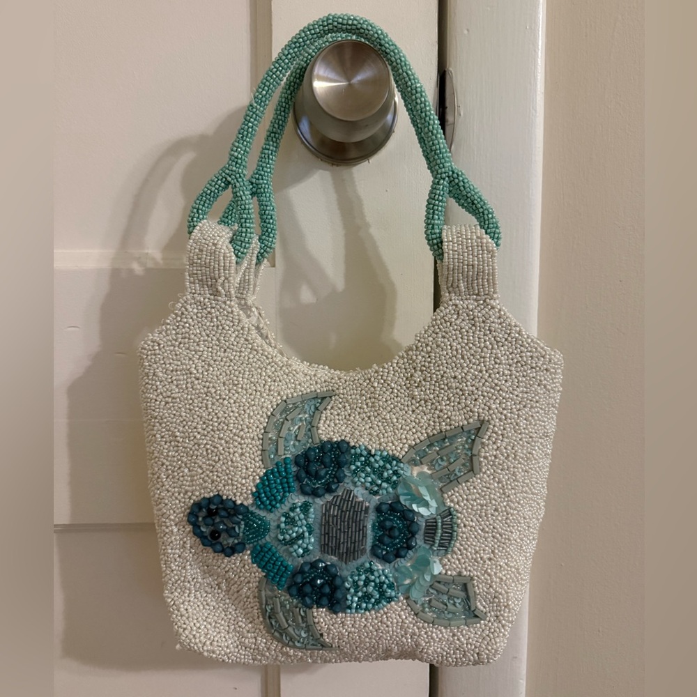 Beaded Sea Turtle Design Handbag